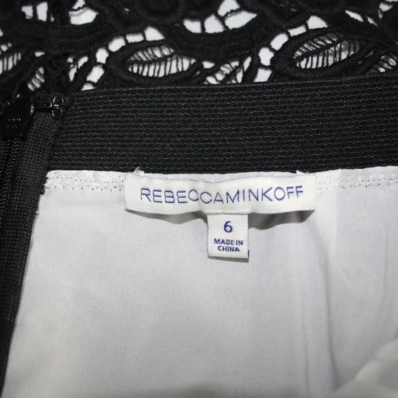 Rebecca Minkoff Angelica Black Floral Lace Overlay White Pencil Skirt 6 - Picture 4 of 4